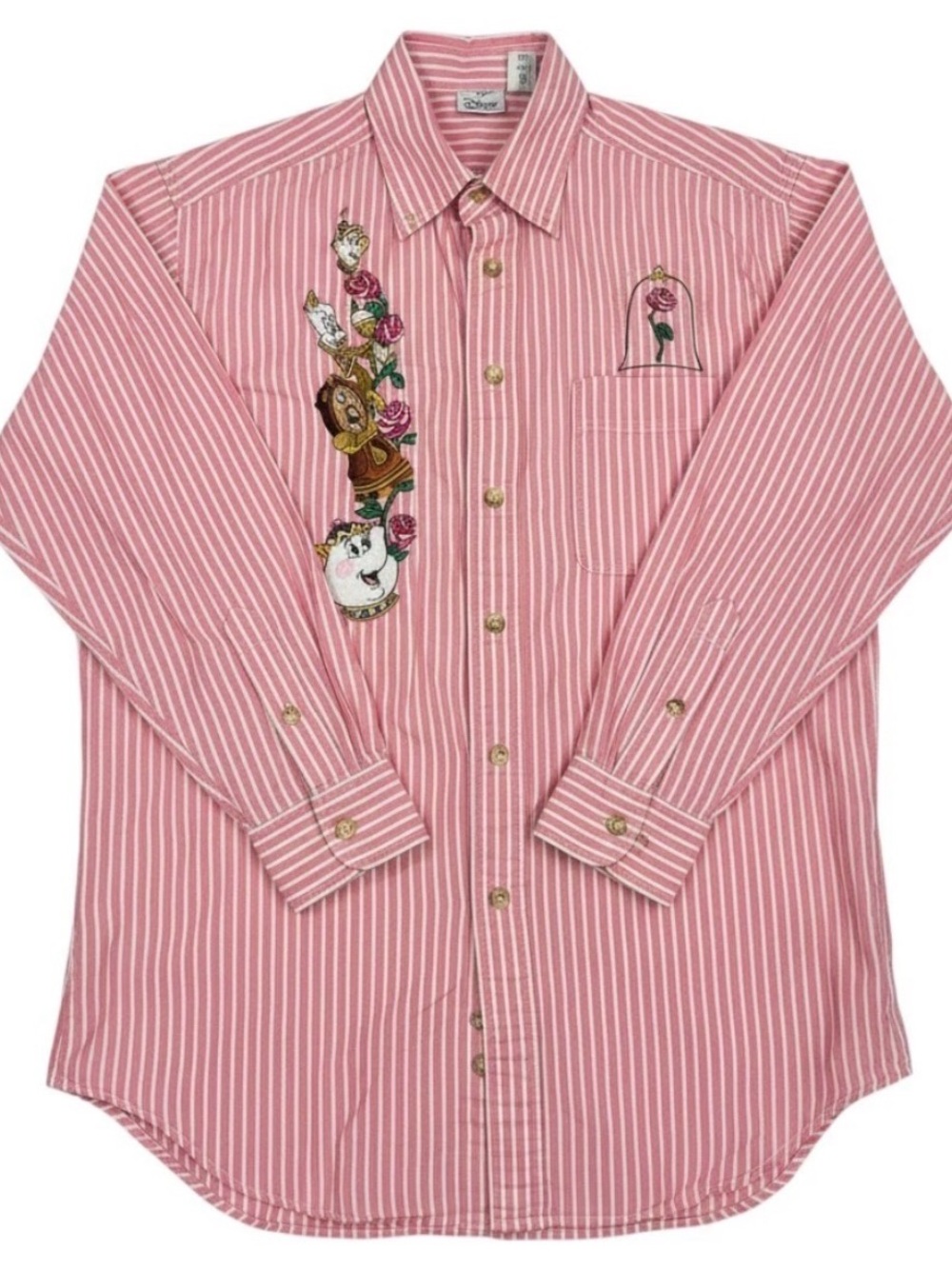 The Disney Store ‘90s pink striped collared button down shirt SZ XL